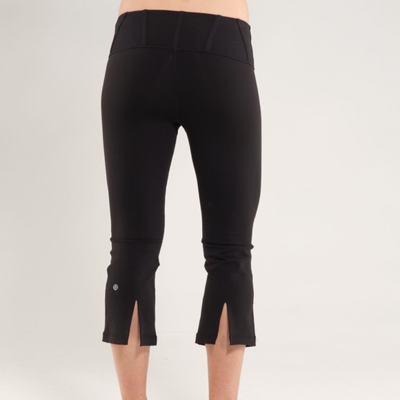 lululemon athletica Pants - Lululemon Crop Split leg Leggings Black Size 6